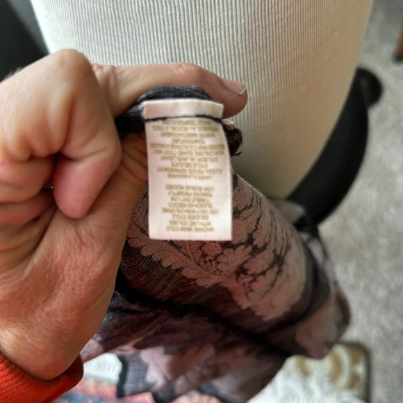 Barbary Coast Linen tunic Dress Free people black & beige lace size 10 paisley - Picture 9 of 11